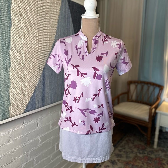 Nike Dri-Fit Purple Floral Short Sleeve Shirt - Picture 2 of 8